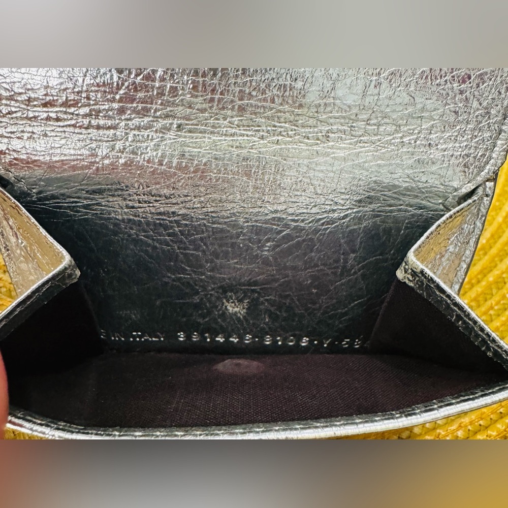 Balenciaga Silver Leather Mini Papier Wallet - Picture 10 of 11